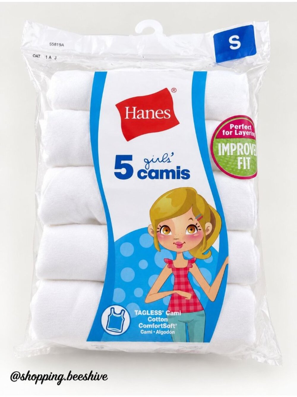 Hanes Girls Camisoles 5 Pack White Size S 6 100% Cotton Tagless NEW